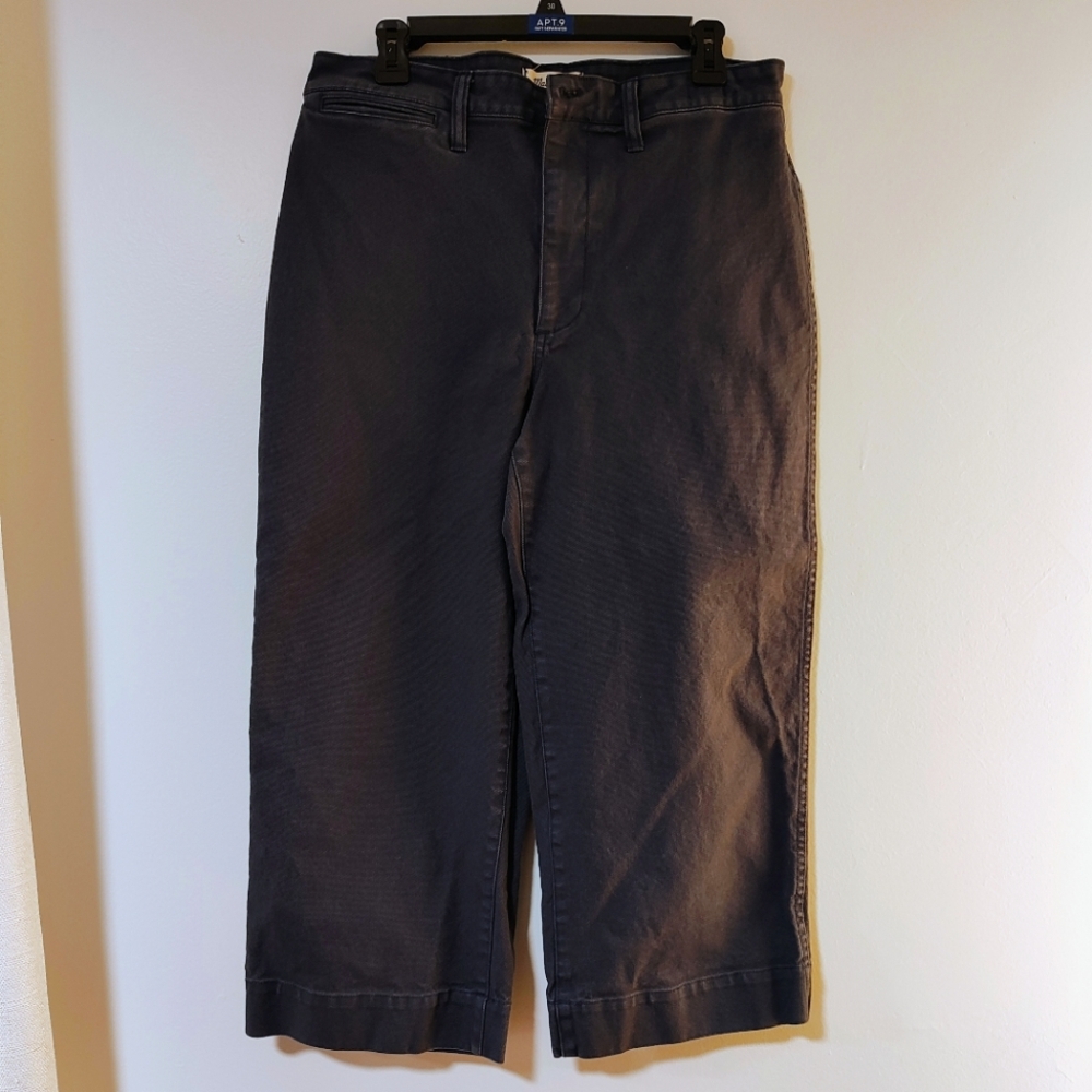 Madewell Navy Slim Emmett Wide Leg Crop Pant